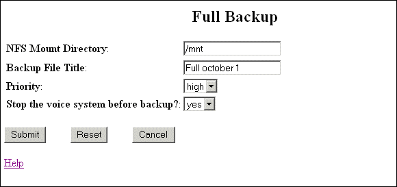 Full backup with entries