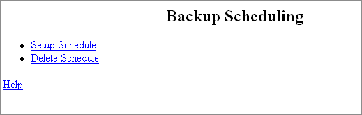 P2 Backup scheduling screen