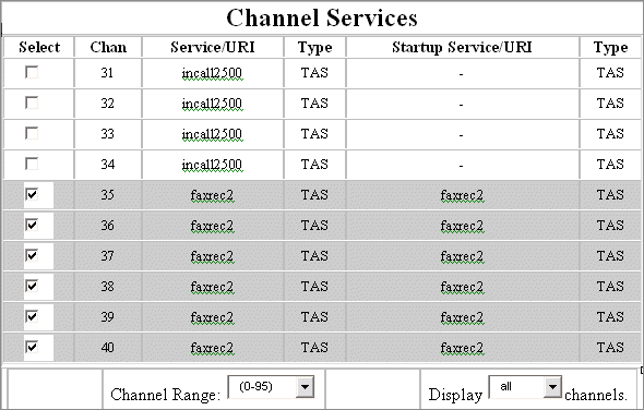 Channel services screen 1