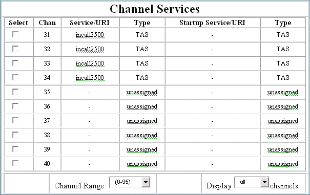 Channel Services screen 2