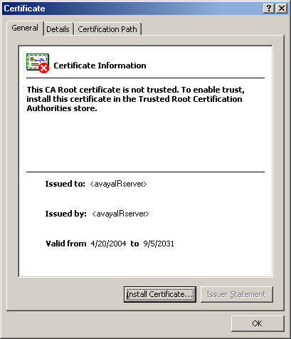 Certificate Window - IE