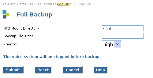 R2.0: Full backup screen