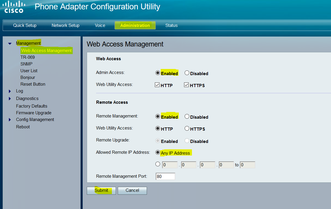 Avaya Knowledge - Avaya Cloud Office : Unable to access Cisco SPA-122 ATA's  web interface.