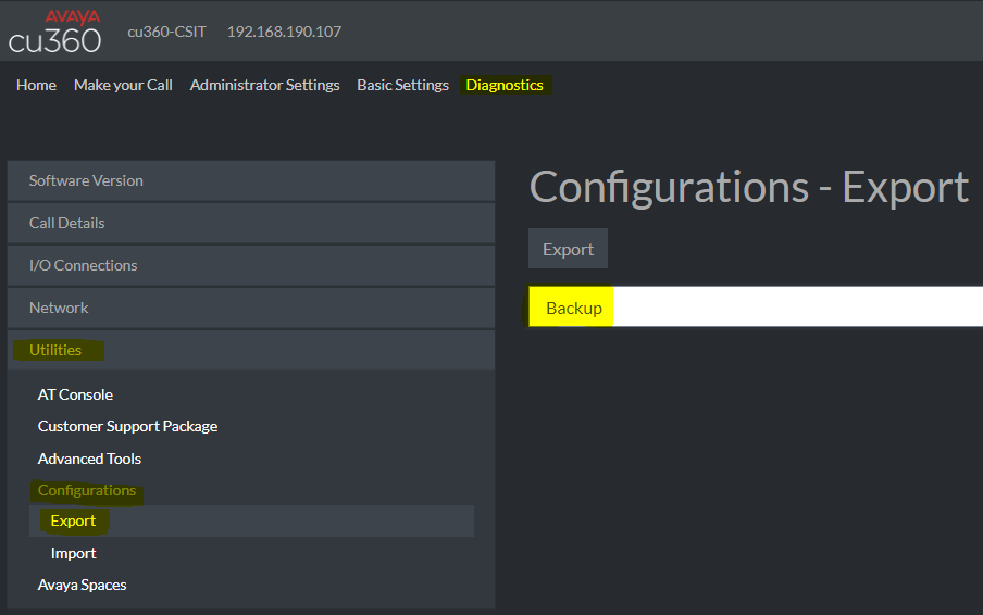 Avaya Knowledge Avaya Cu 360 Collaboration Unit Restoring The Factory Defaults Settings